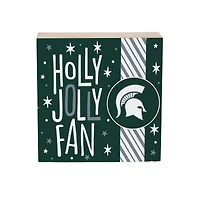 Michigan State Spartans 6" Holiday Wood Plock Shelf Sign