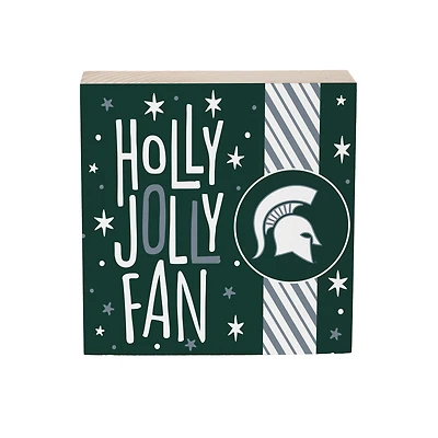 Michigan State Spartans 6" Holiday Wood Plock Shelf Sign