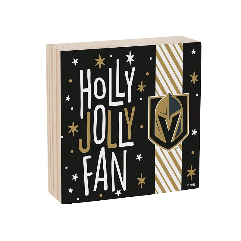 Vegas Golden Knights 6" Holiday Wood Plock Shelf Sign