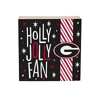 Georgia Bulldogs 6" Holiday Wood Plock Shelf Sign