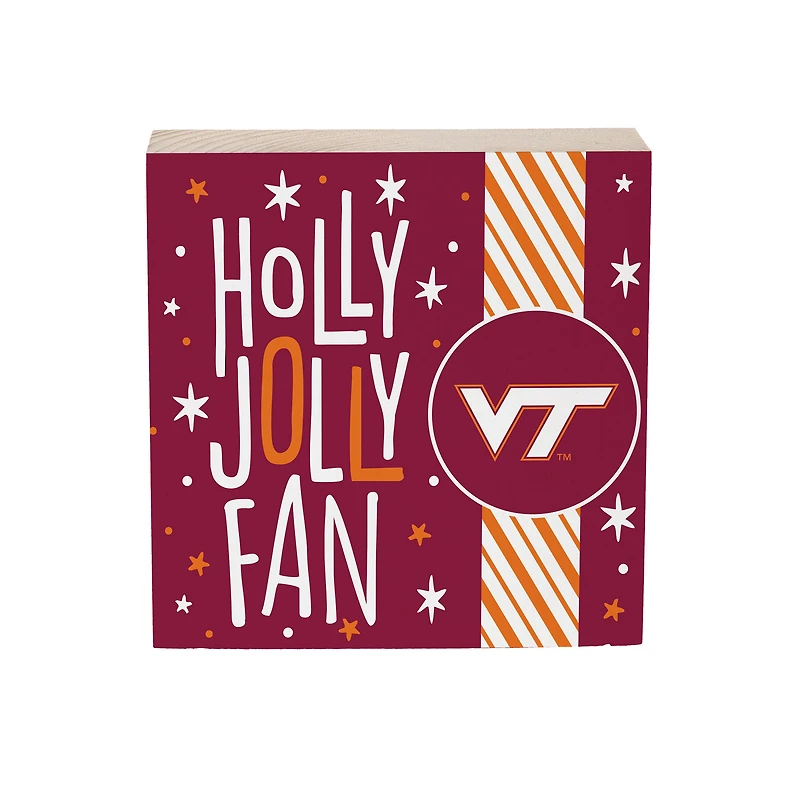 Virginia Tech Hokies 6" Holiday Wood Plock Shelf Sign