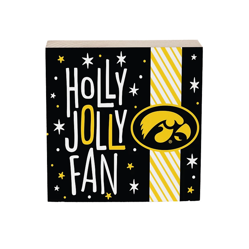 Iowa Hawkeyes 6" Holiday Wood Plock Shelf Sign