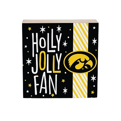 Iowa Hawkeyes 6" Holiday Wood Plock Shelf Sign