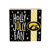 Iowa Hawkeyes 6" Holiday Wood Plock Shelf Sign