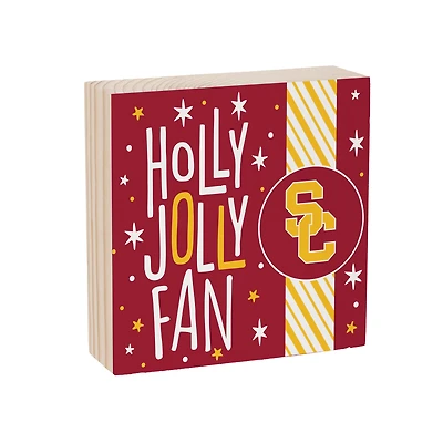 USC Trojans 6" Holiday Wood Plock Shelf Sign