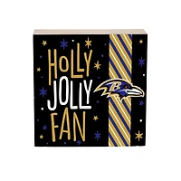 Baltimore Ravens 6" Holiday Wood Plock Shelf Sign