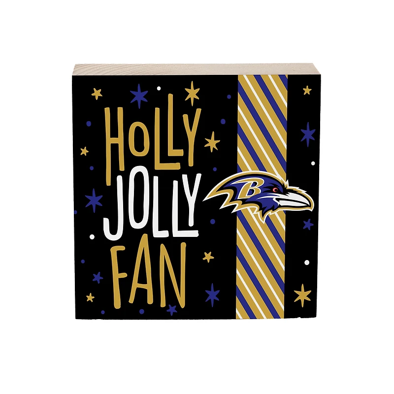Baltimore Ravens 6" Holiday Wood Plock Shelf Sign