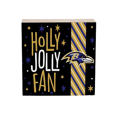 Baltimore Ravens 6" Holiday Wood Plock Shelf Sign