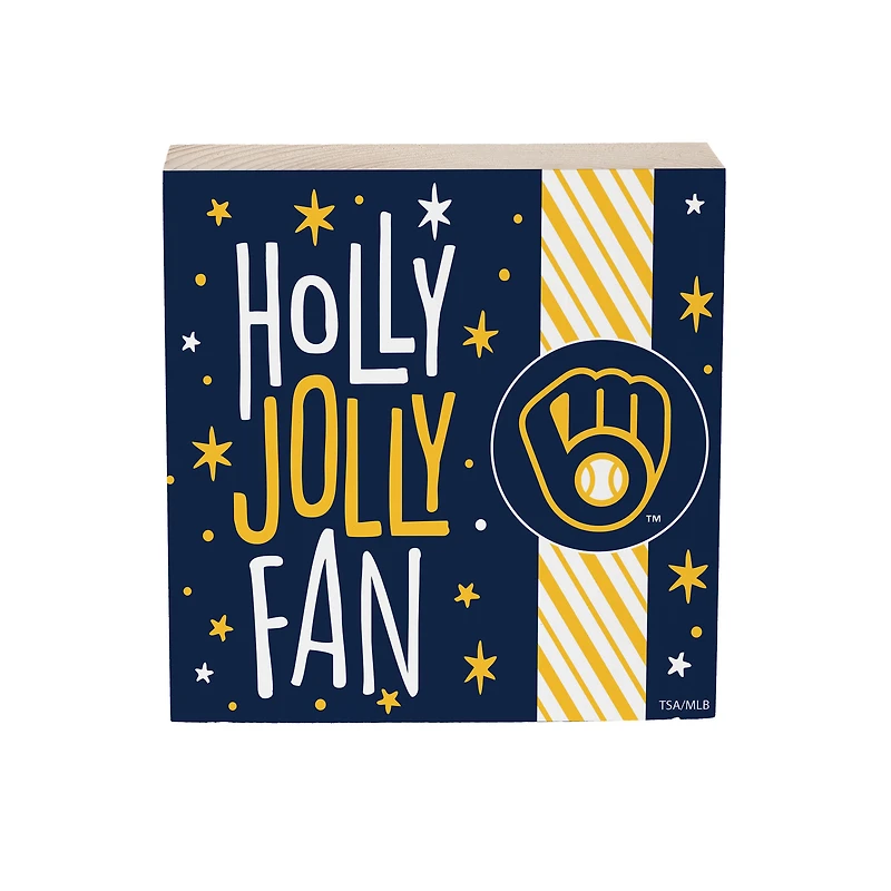 Milwaukee Brewers 6" Holiday Wood Plock Shelf Sign