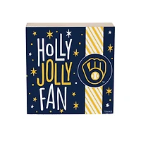 Milwaukee Brewers 6" Holiday Wood Plock Shelf Sign