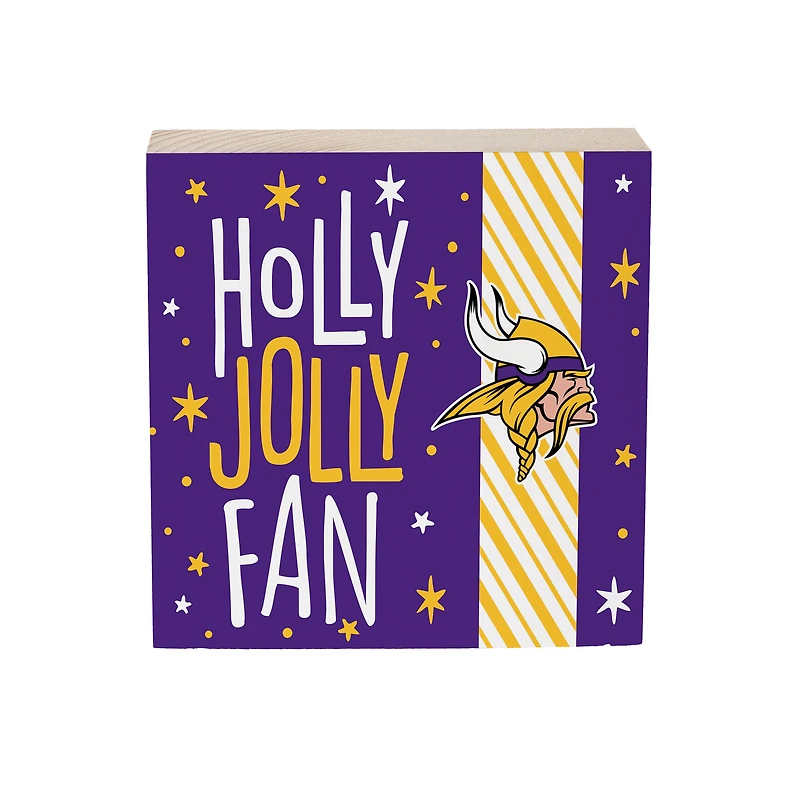 Minnesota Vikings 6" Holiday Wood Plock Shelf Sign