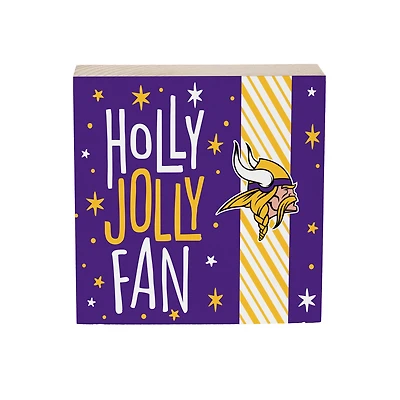 Minnesota Vikings 6" Holiday Wood Plock Shelf Sign
