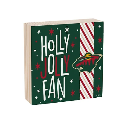 Minnesota Wild 6" Holiday Wood Plock Shelf Sign