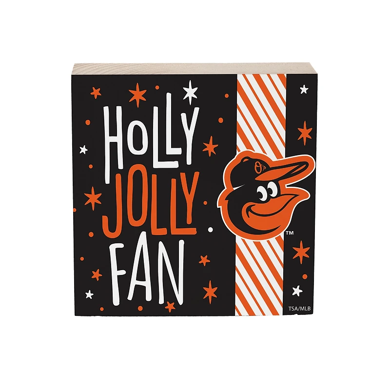 Baltimore Orioles 6" Holiday Wood Plock Shelf Sign