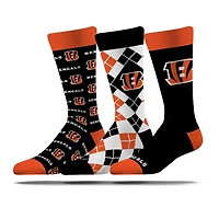 Unisex Strideline Cincinnati Bengals Business Knit Crew Socks Three-Pack Set