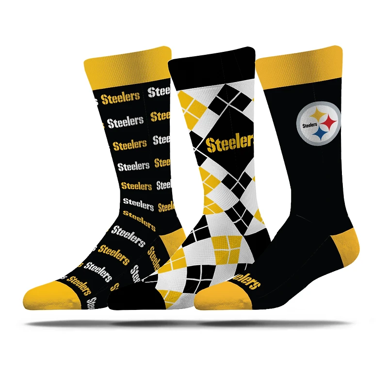 Unisex Strideline Pittsburgh Steelers Business Knit Crew Socks Three-Pack Set