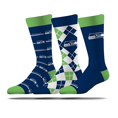 Unisex Strideline Seattle Seahawks Business Knit Crew Socks Three-Pack Set