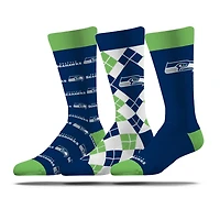 Unisex Strideline Seattle Seahawks Business Knit Crew Socks Three-Pack Set