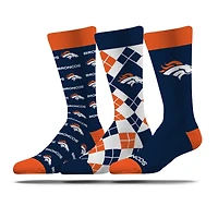 Unisex Strideline Denver Broncos Business Knit Crew Socks Three-Pack Set
