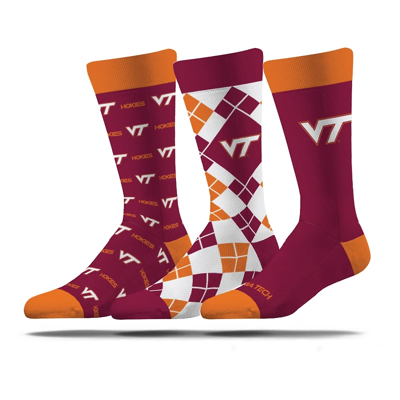 Unisex Strideline Virginia Tech Hokies Business Knit Crew Socks Three-Pack Set