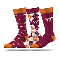 Unisex Strideline Virginia Tech Hokies Business Knit Crew Socks Three-Pack Set
