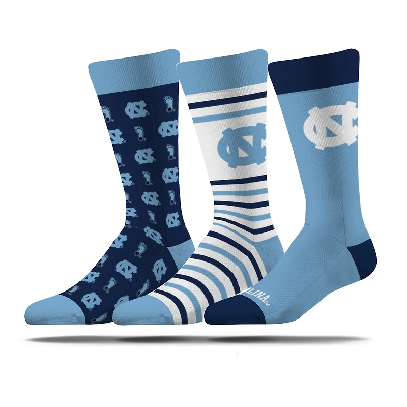 Unisex Strideline North Carolina Tar Heels Business Knit Crew Socks Three-Pack Set