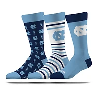 Unisex Strideline North Carolina Tar Heels Business Knit Crew Socks Three-Pack Set
