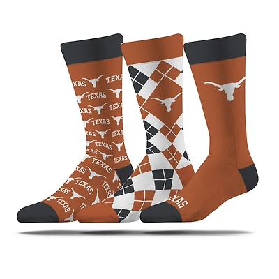 Unisex Strideline Texas Longhorns Business Knit Crew Socks Three-Pack Set