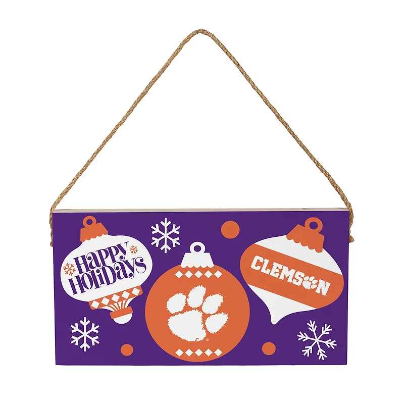 Clemson Tigers 6" x 11" Holiday Wood Wall Sign