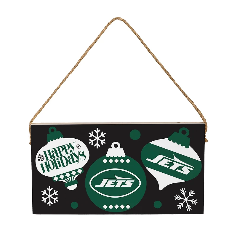 New York Jets 6" x 11" Holiday Wood Wall Sign