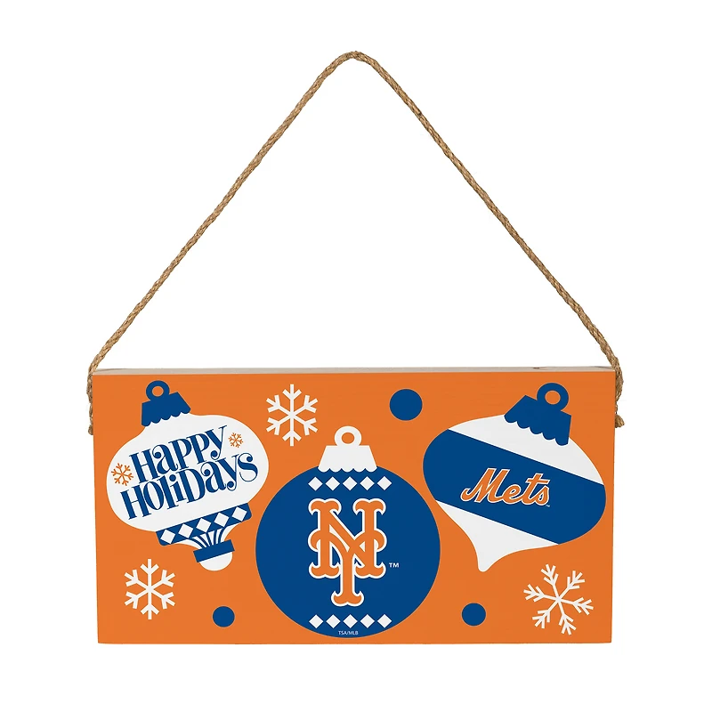 New York Mets 6" x 11" Holiday Wood Wall Sign