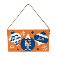 New York Mets 6" x 11" Holiday Wood Wall Sign