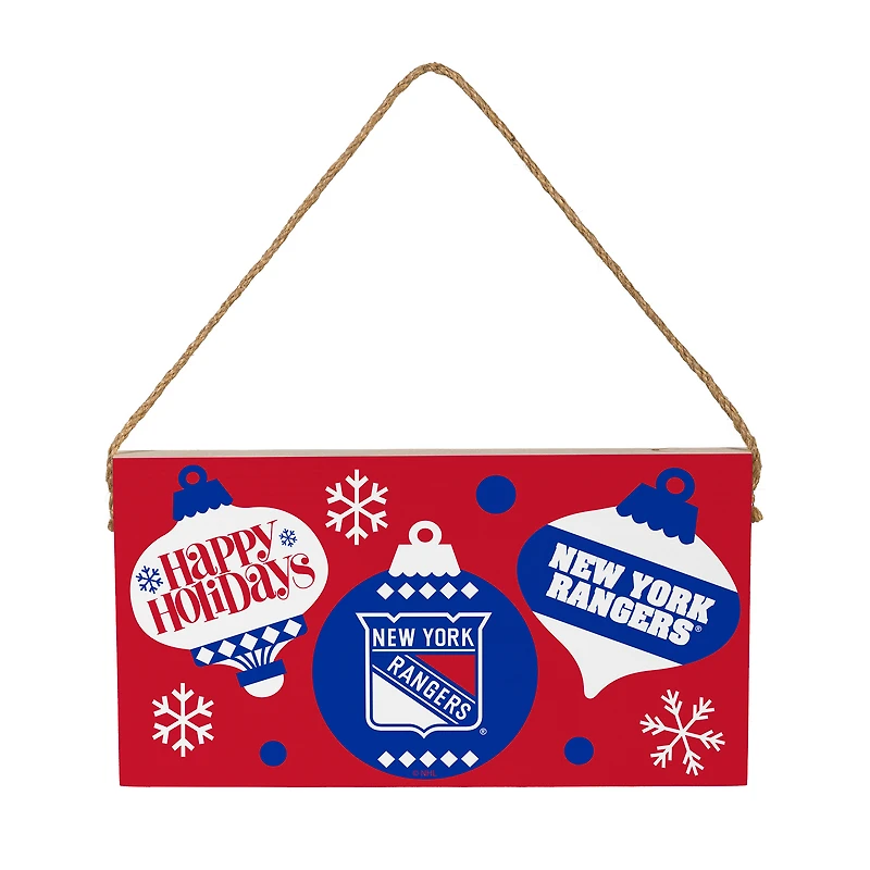 New York Rangers 6" x 11" Holiday Wood Wall Sign