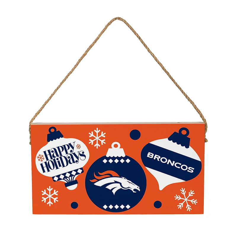 Denver Broncos 6" x 11" Holiday Wood Wall Sign