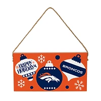 Denver Broncos 6" x 11" Holiday Wood Wall Sign