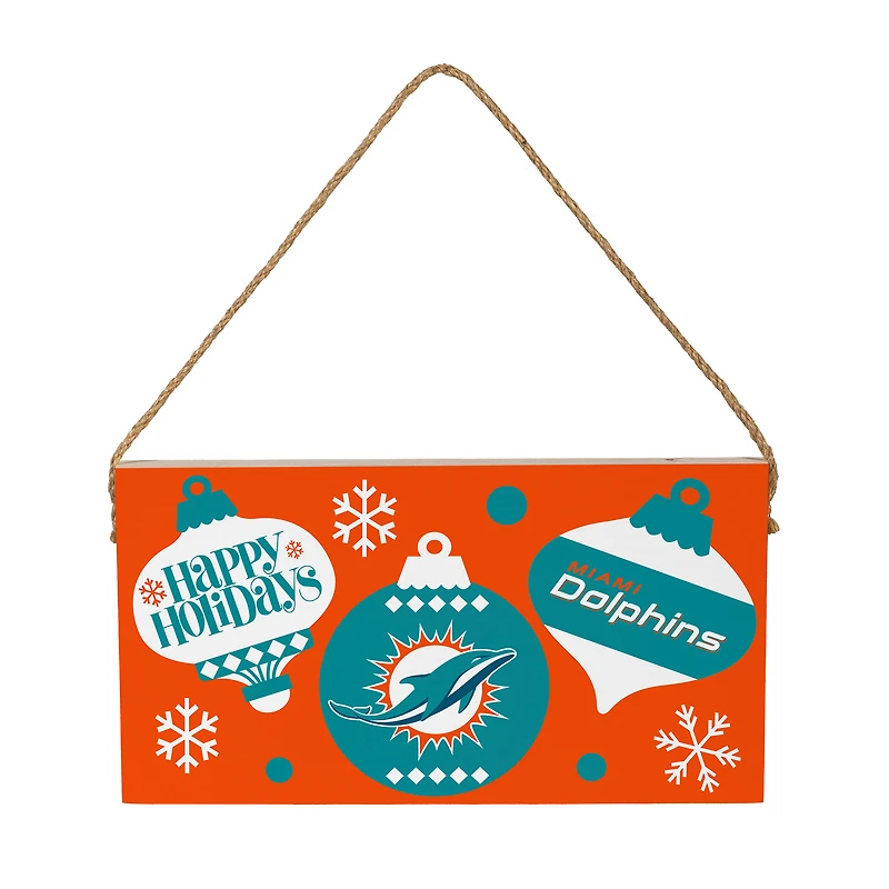 Miami Dolphins 6" x 11" Holiday Wood Wall Sign