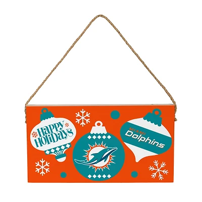 Miami Dolphins 6" x 11" Holiday Wood Wall Sign