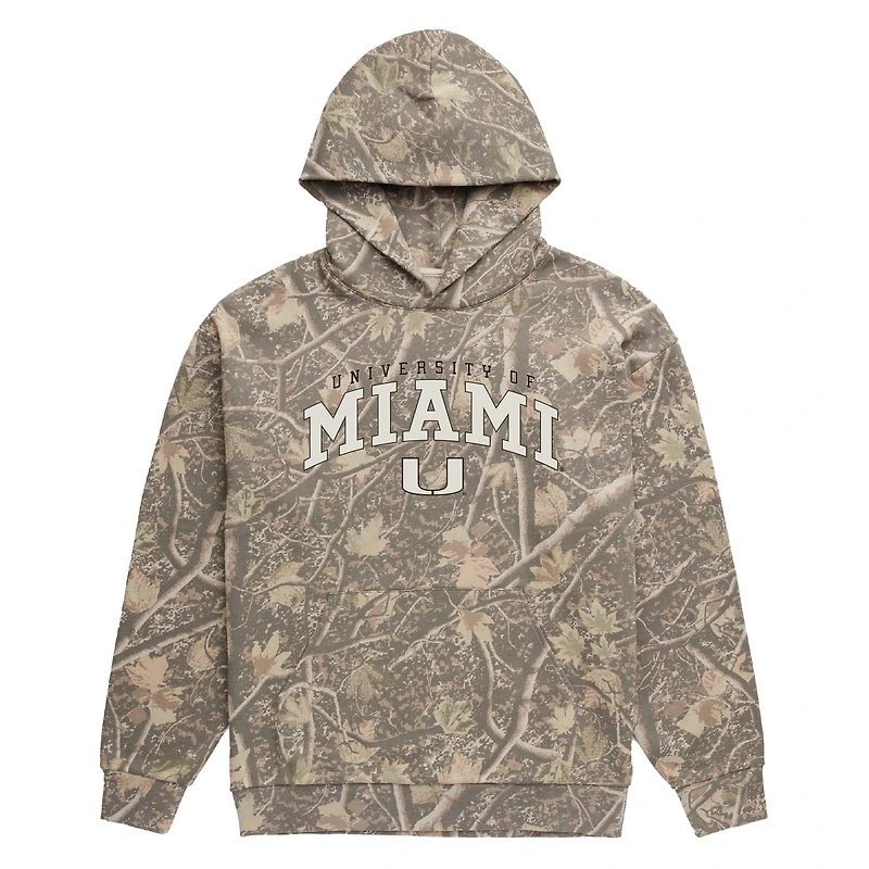 Men's Uscape Apparel Camo Miami Hurricanes Back Bay Fleece Hoodie