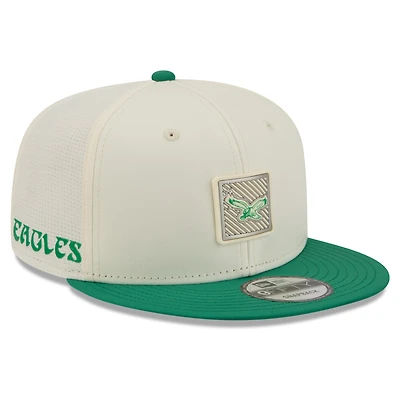 Men's New Era Cream/Kelly Green Philadelphia Eagles 2026 NFL Training Camp 9FIFTY Snapback Hat