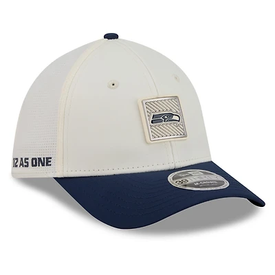 Men's New Era  Cream/College Navy Seattle Seahawks 2026 NFL Training Camp 39THIRTY Flex Hat