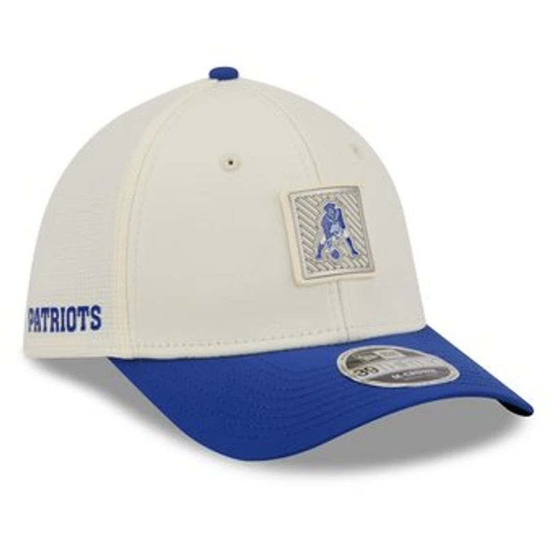 Men's New Era Cream/Royal New England Patriots 2026 NFL Training Camp 39THIRTY Flex Hat