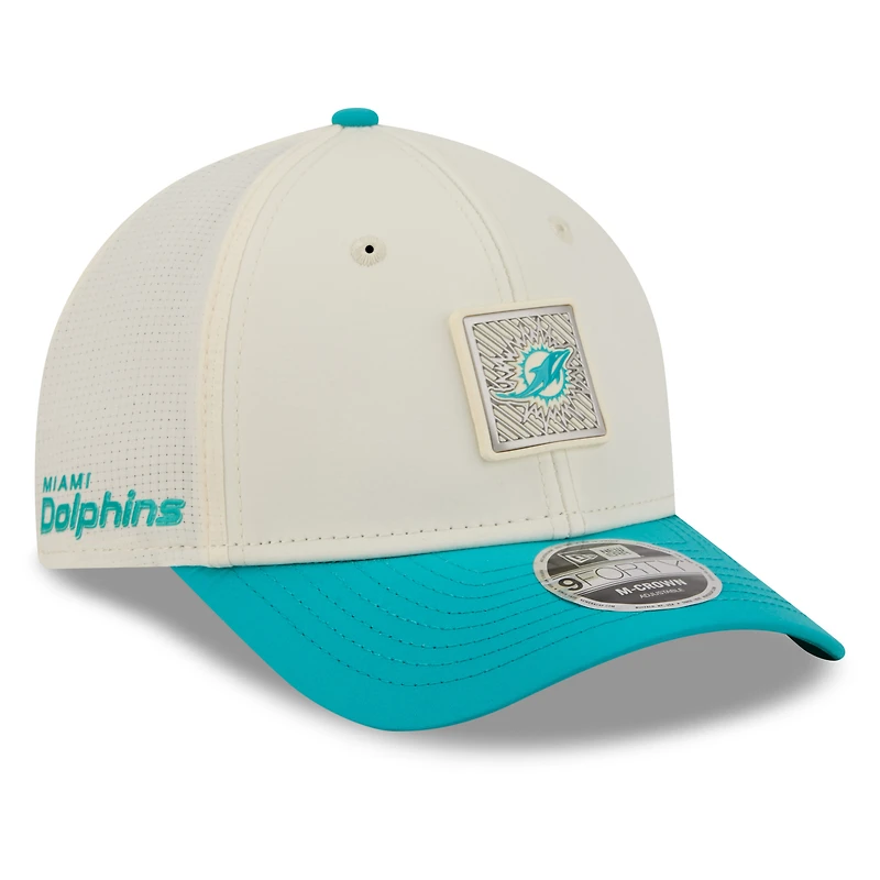 Men's New Era Cream/Aqua Miami Dolphins 2026 NFL Training Camp 9FORTY Adjustable Hat