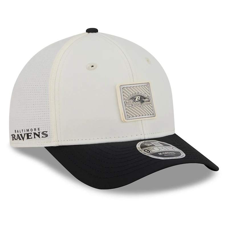 Men's New Era Cream/Black Baltimore Ravens 2026 NFL Training Camp 9FORTY Adjustable Hat