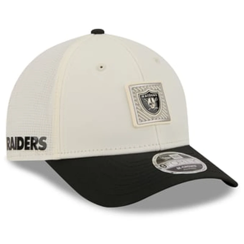 Youth New Era Cream/Black Las Vegas Raiders 2026 Training Camp 9FORTY M-Crown Adjustable Hat