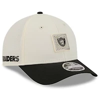 Youth New Era Cream/Black Las Vegas Raiders 2026 Training Camp 9FORTY M-Crown Adjustable Hat