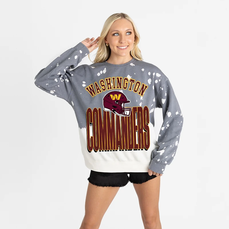 Women's Gameday Couture  Gray Washington Commanders Arch Rivals Faded Wash Sweatshirt