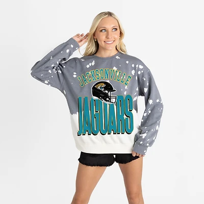 Women's Gameday Couture  Gray Jacksonville Jaguars Arch Rivals Faded Wash Sweatshirt