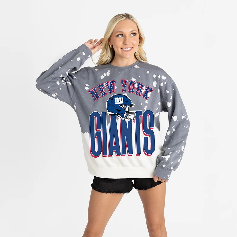 Women's Gameday Couture  Gray New York Giants Arch Rivals Faded Wash Sweatshirt