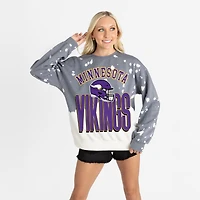 Women's Gameday Couture  Gray Minnesota Vikings Arch Rivals Faded Wash Sweatshirt
