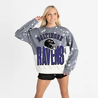 Women's Gameday Couture  Gray Baltimore Ravens Arch Rivals Faded Wash Sweatshirt
